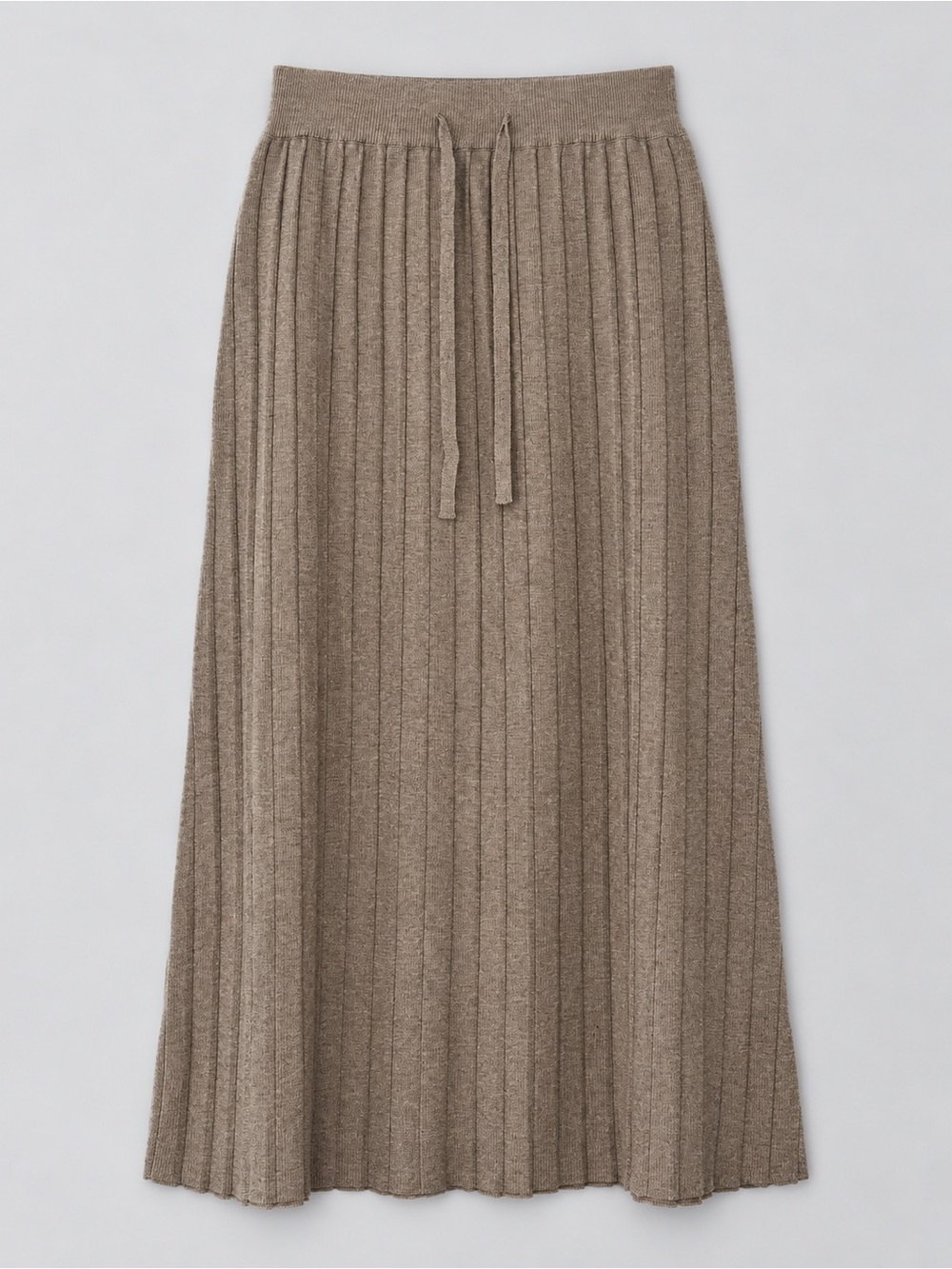 Joli Clothes Vancouver Ribbed Knit Drawstring Midi Skirt - Taupe